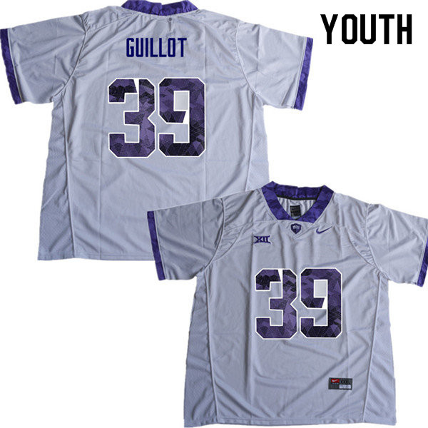 Youth #39 Jacques Guillot TCU Horned Frogs College Football Jerseys Sale-White